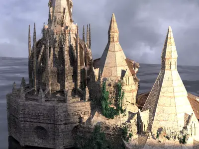 Medieval Lion Tower Overgrown Turret Tower 4  3D model