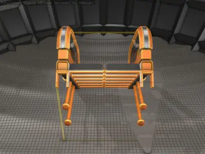 Sci-Fi Stairs - 1 - Orange Version  Low-poly 3D model