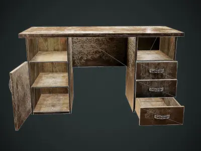 Writen Table Low-poly 3D model