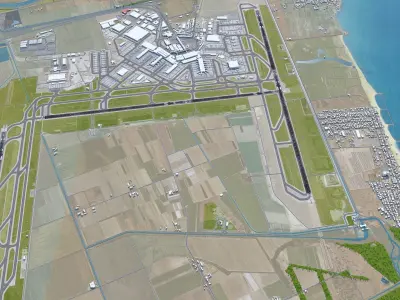 Rome Fiumicino Airport 15km Low-poly 3D model