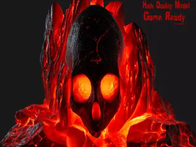 lava skull rock Low-poly 3D model