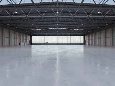 Airplane Hangar Interior 7b Low-poly 3D model