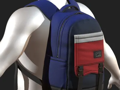 Backpack bag baggage pockets product  Low-poly 3D model