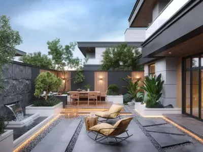 Modern minimalist courtyard garden 3D model