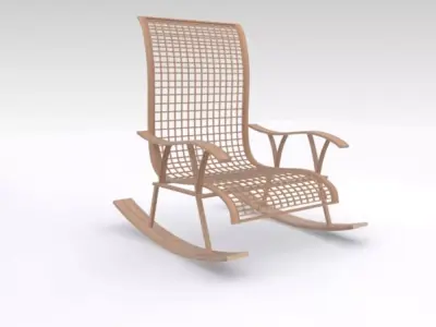 Wooden chair Low-poly 3D model