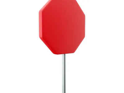3D stop sign cartoon icon 3D model