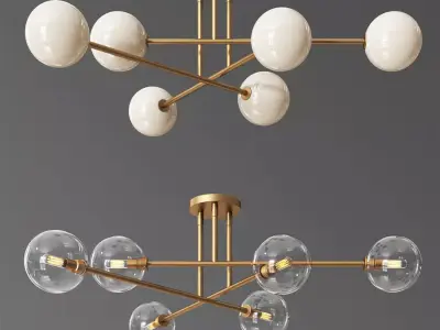 Aksel 6 Light Brass Chandelier 3D model