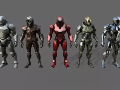 Cyborg Fighter Pack 5 Low-poly 3D model