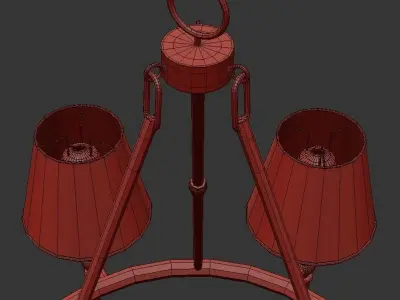 Stiffel brass chandelier with shades 3D model