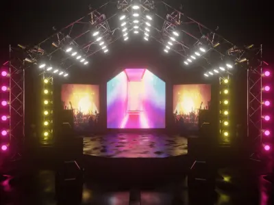 Entertainment Concert Event Stage 3D Model with Light 3D model