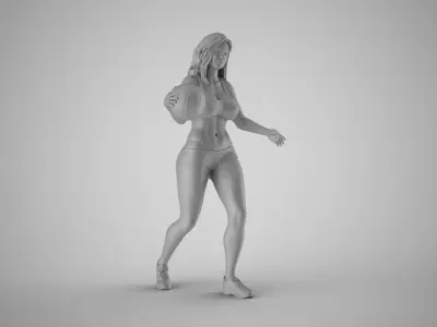 Girl Plays Street Basketball 3 3D print model