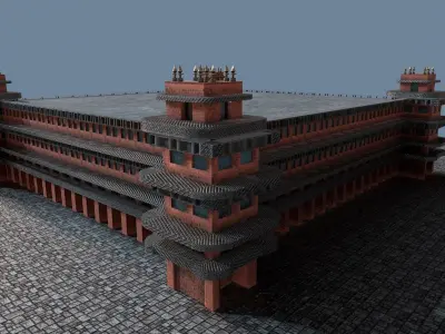 Modular Steampunk Building Low-poly 3D model