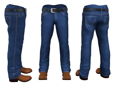 Cowboy Jeans With Shoes Low-poly 3D model