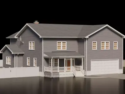 American Cottage House 3 Low-poly 3D model