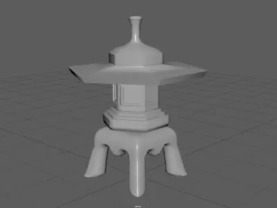 Japanese Maru Yakimi Lantern Low-poly 3D model