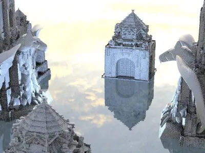 Ancient Assyria temple with eagles 3D model