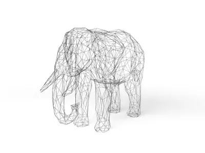Elephant Wireframe Low-poly 3D model