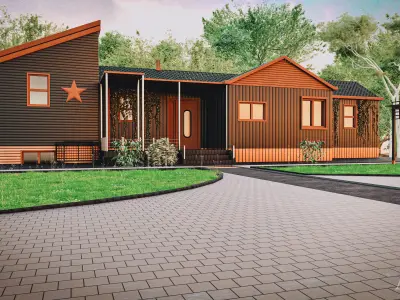 Wood house model Medieval Christmas Low-poly 3D model