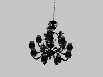 Chandelier gold with shades Free 3D model