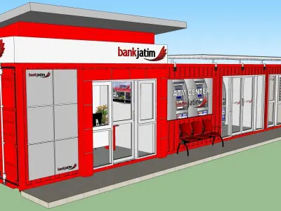 Bank office from shipping container Low-poly 3D model