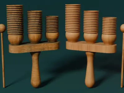 Wooden Agogo 3D model