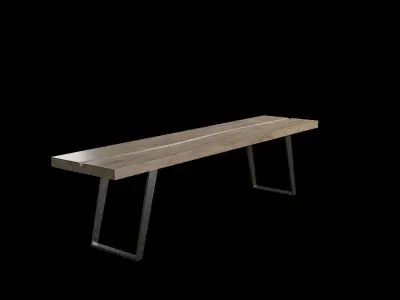 Bench wooden 05 Low-poly 3D model