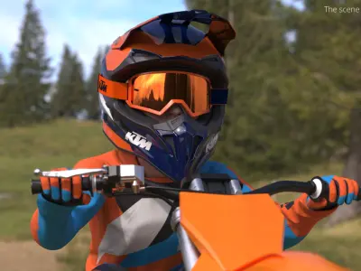  KTM Junior Off Road Motorcycle Rider Crouched 