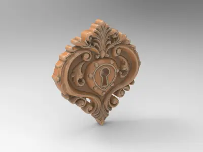 Baroque Heart Shaped Keyhole for Vintage Furniture 3D print model