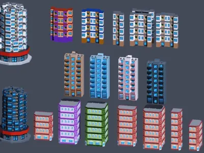 Building low Poly Pack  Low-poly 3D model