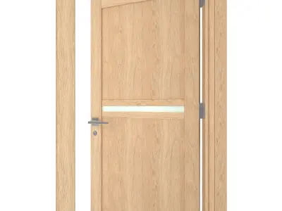 Door-059 wooden door with glass panels 3D model