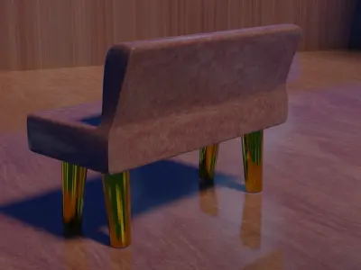 Wooden sofa  Free low-poly 3D model