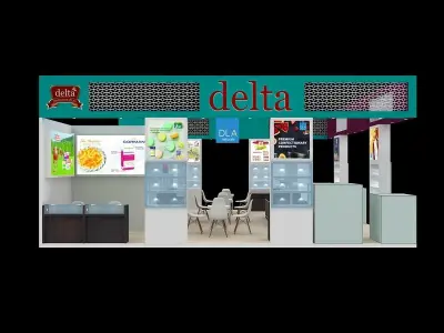 10 mtr x 9 mtr 3 side open exhibition stands 3D print model