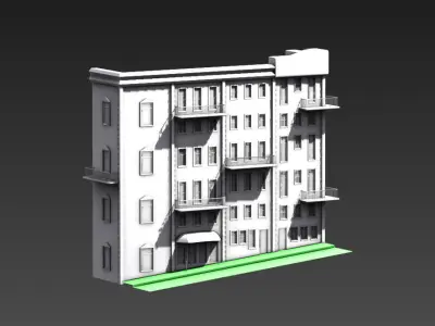 Apartment Block - Portugal Low-poly 3D model