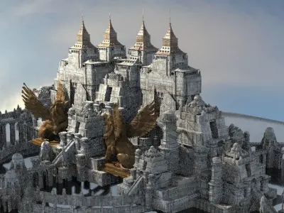 Kingdom of Crusaders Fantasy Castle Kit bash 3D model
