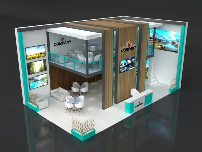 Exhibition Stand Stall 10x6m Height 500 cm 2 Side Open 3D model