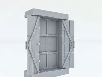 Old Wooden Window 02 Low-poly 3D model