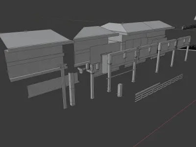 Edo Japan Modullar Assets Untextured Free low-poly 3D model