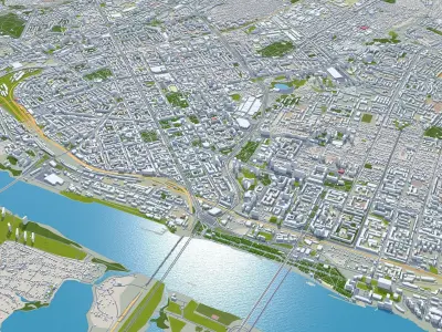 Novosibirsk City Russia Low-poly 3D model