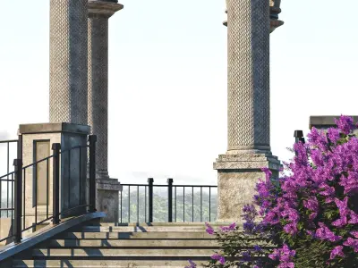 A monument gazebo in park Low-poly 3D model
