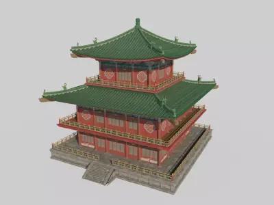 Asian Ancient Architectural Palace Library 3D model