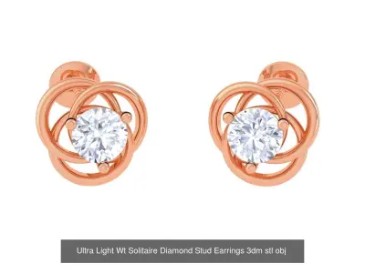 35 Ultra Light Wt Solitaire Diamond Stud Earrings 3dm stl obj 3D Model Pack