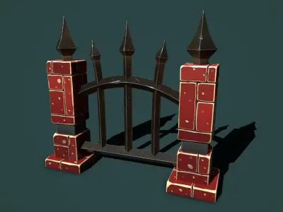 Fantasy fence Low-poly 3D model