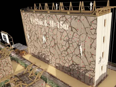 3D model of rock climbing and rappelling site with full details 3D model