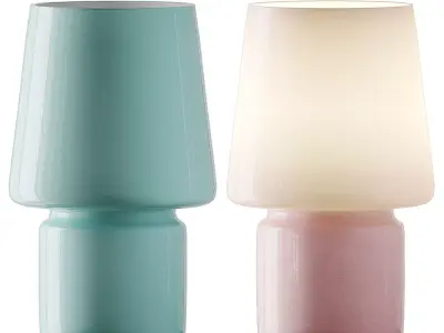 Little Glass Table Lamps Pink  Aqua and White 3D model