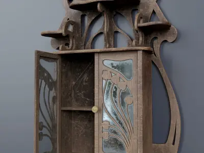 Antique Wall Mounted Bathroom Cabinet Low-poly 3D model
