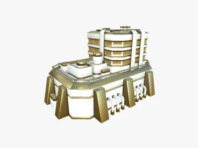 SciFi Hospital A11 Gold - Sci Fi Exterior Design Low-poly 3D model