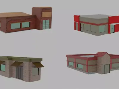 asset junkfood and restaurant Low-poly 3D model