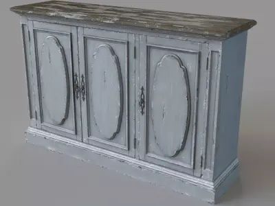 Three Door Media Console 3D model