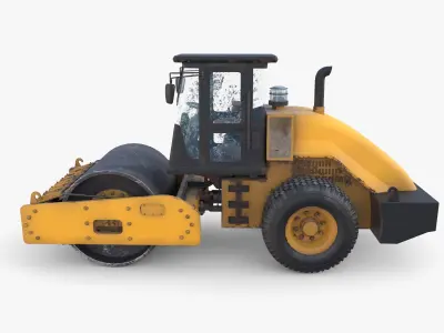 Road roller V1 Low-poly 3D model