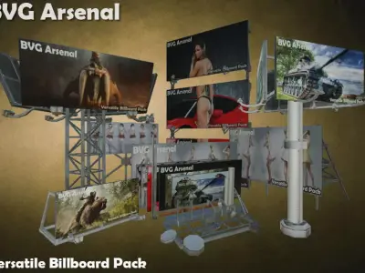 Modular Billboard Pack 02 Low-poly 3D model